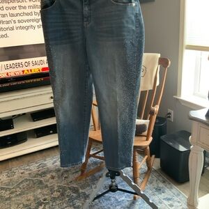 Chico's Blue Ankle Jeans with Sparkle Accents